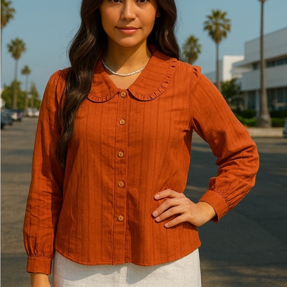 Lost + Wander Button-Down Shirt Autumn Vides Color Rust Size XS, NWT - Picture 1 of 16